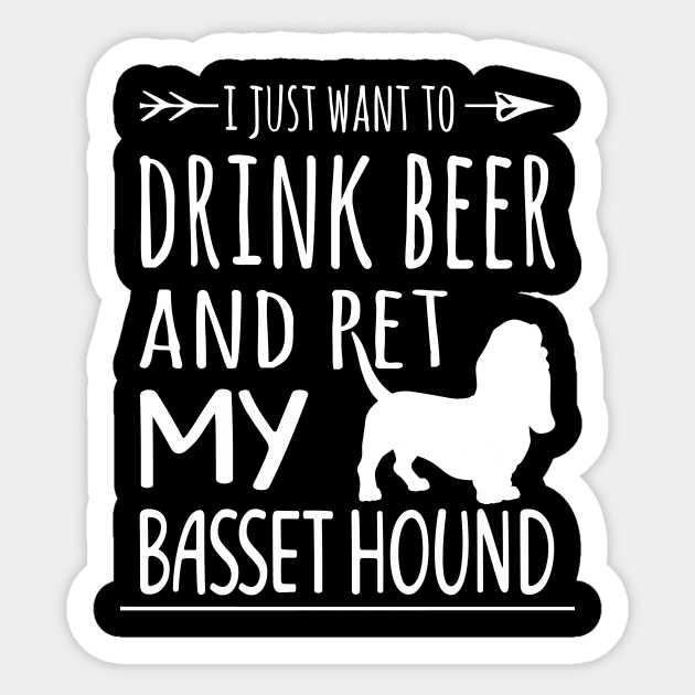 Drink Beer & Pet My Basset Hound Sticker by schaefersialice